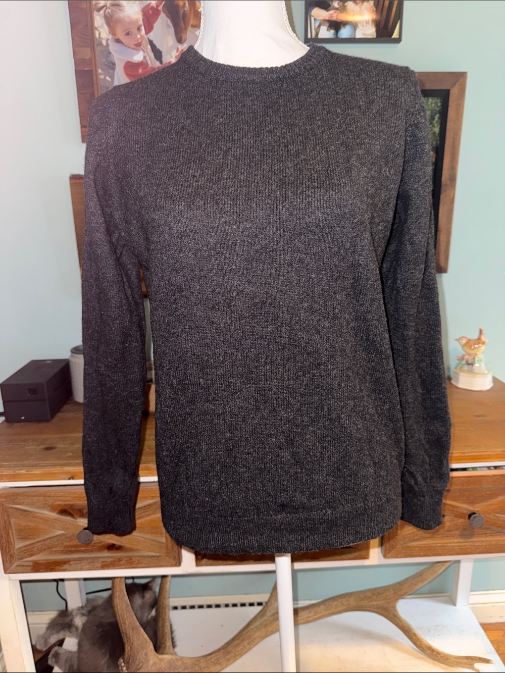 Brandy Melville Wool Classic Women's Crewneck Sweater - Charcoal Gray